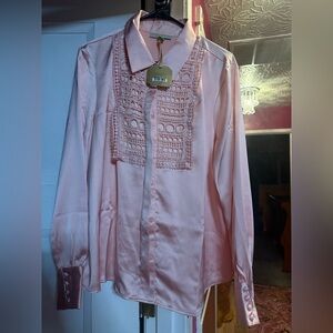 Elegant Pink Satin Women Shirt, Brand new